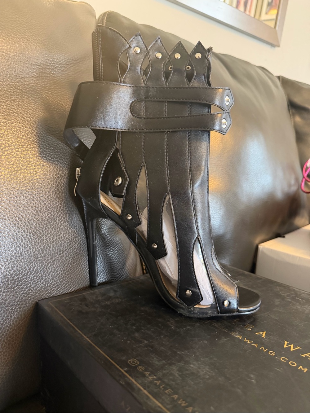 Alexander Wang Black Leather Strappy High-Heel Sandals